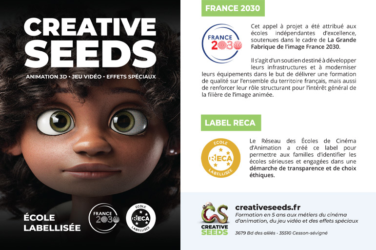 Creative Seeds école labellisée France 2030 et RECA